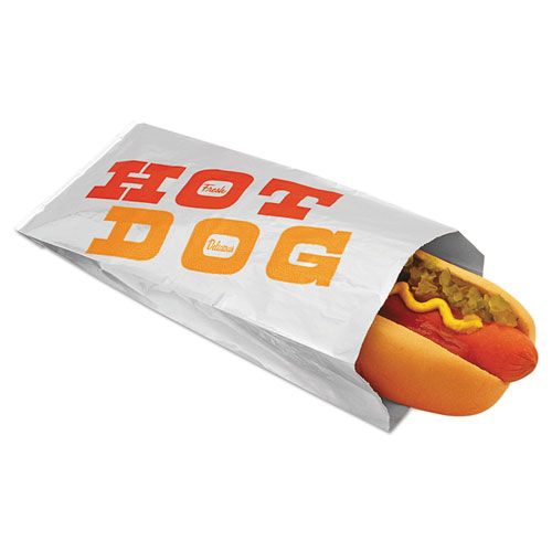 Bagcraft Orange/red/silver Foil/paper Hot Dog Bag, 12 X 3.5 Inch -- 1000 Per Case