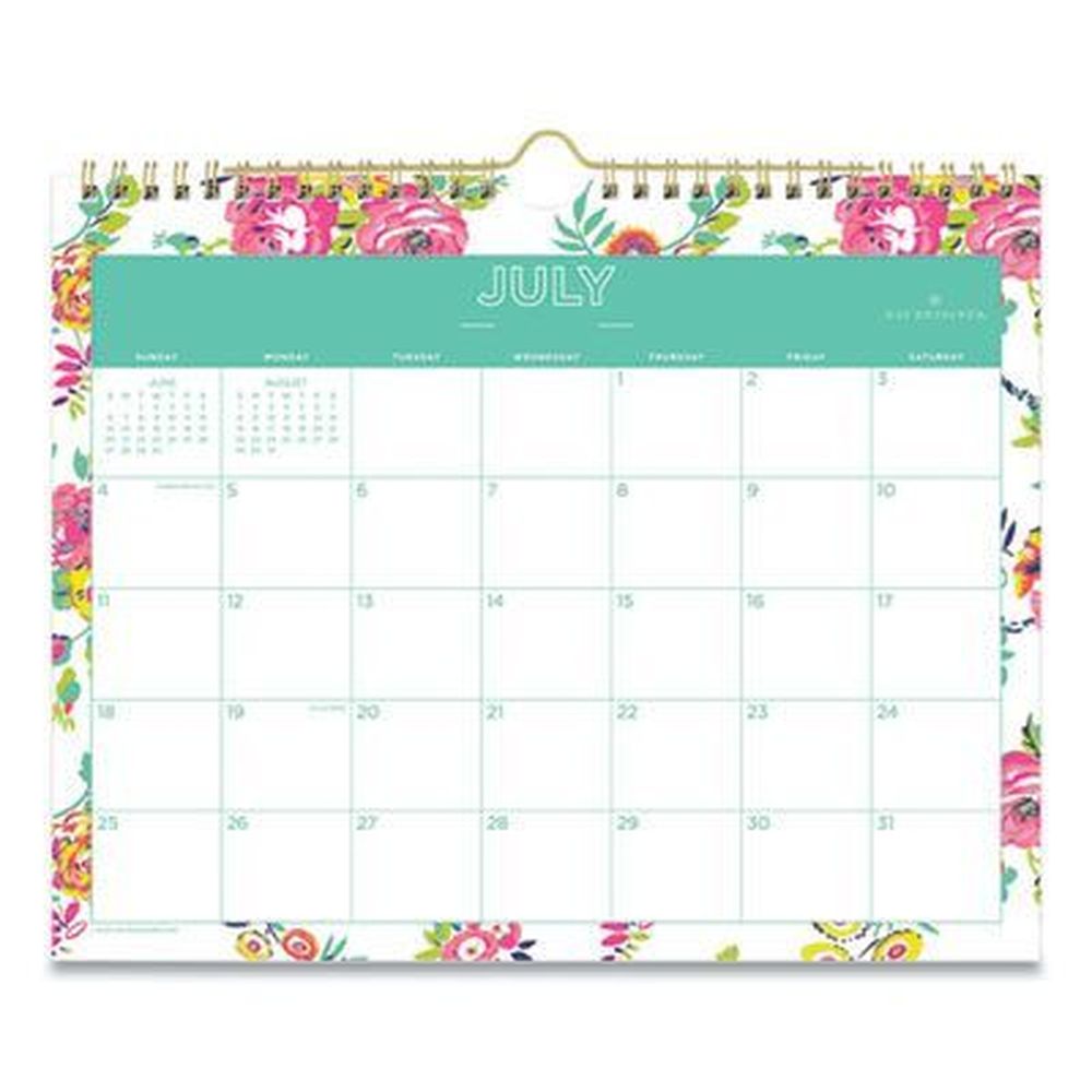 Blue Sky 12-month Floral Artwork Day Designer Peyton Academic Wall Calendar, 11 X 8.75 Inch