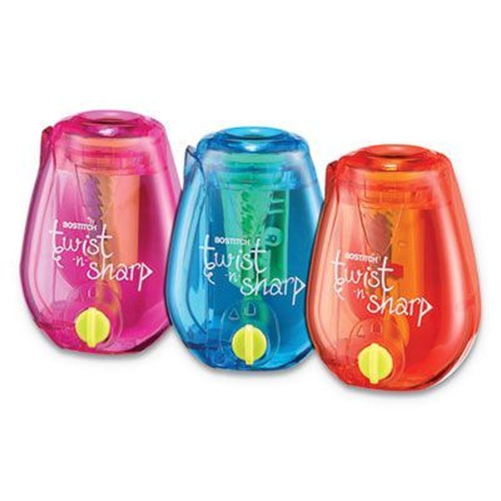Bostitch Randomly Assorted Colors Twist-n-sharp One-hole Pencil Sharpener, 3.5 X 1.25 X 5.5 Inch -- 6 Per Pack