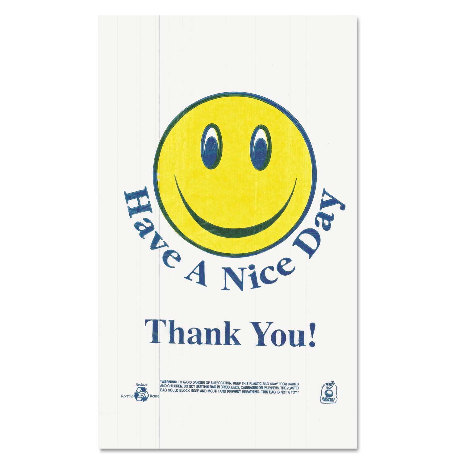 Barnes White Smiley Face 12.5 Microns Plastic Shopping Bag 11.5 x 21 inch 900 per