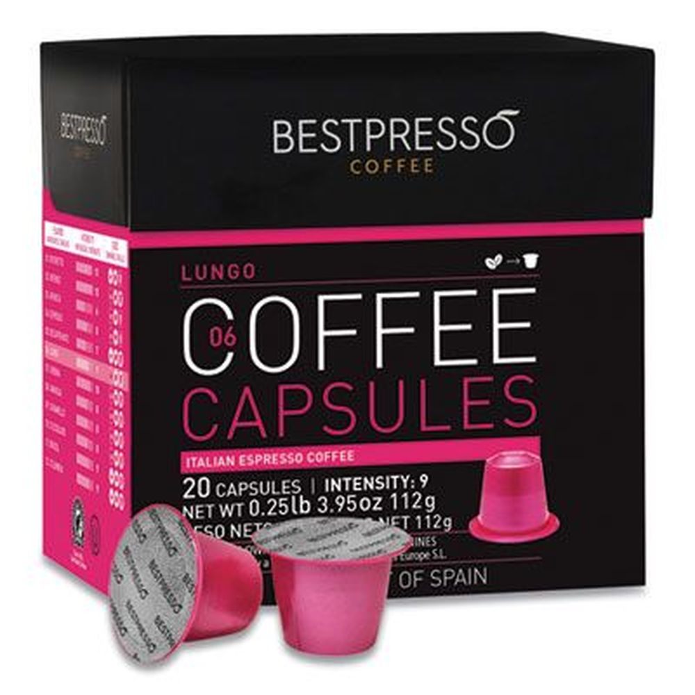 Nespresso Lungo Italian Espresso Pods, Intensity: 9, 20/Box