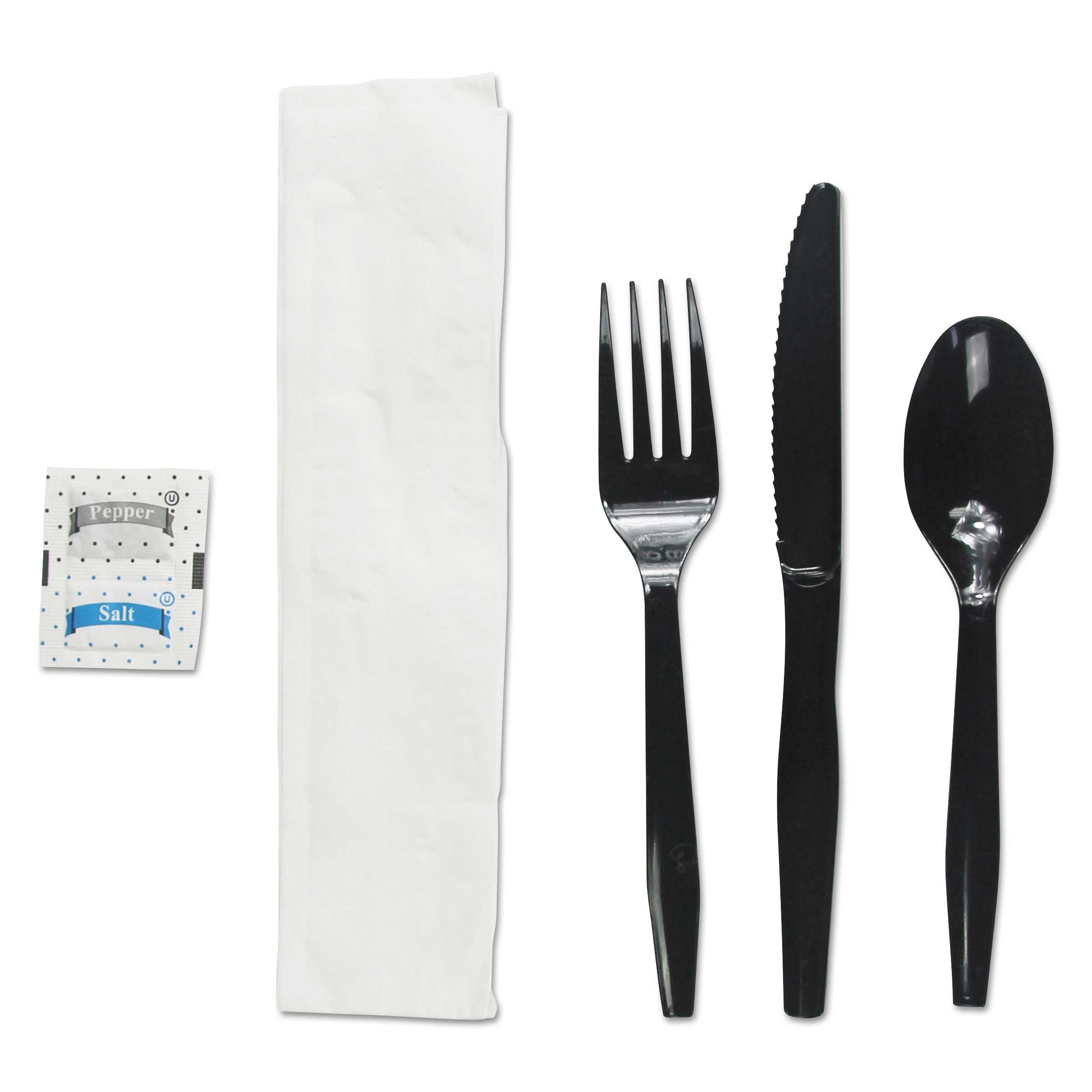 Boardwalk Black Mediumweight Six Piece Cutlery Kit -- 250 per case