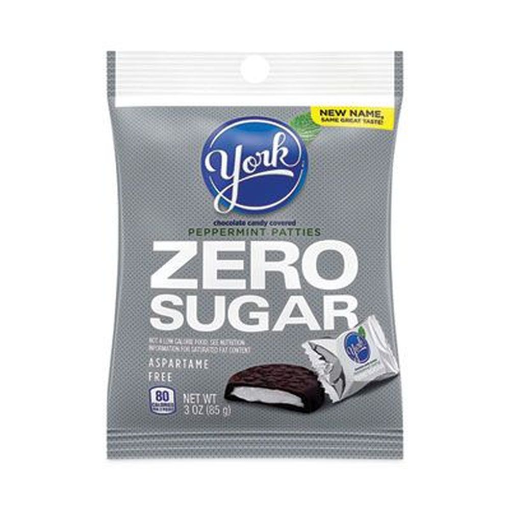York Sugar Free Chocolate Covered Peppermint Patties, 3 Ounce Peg Bag -- 12 Per Pack