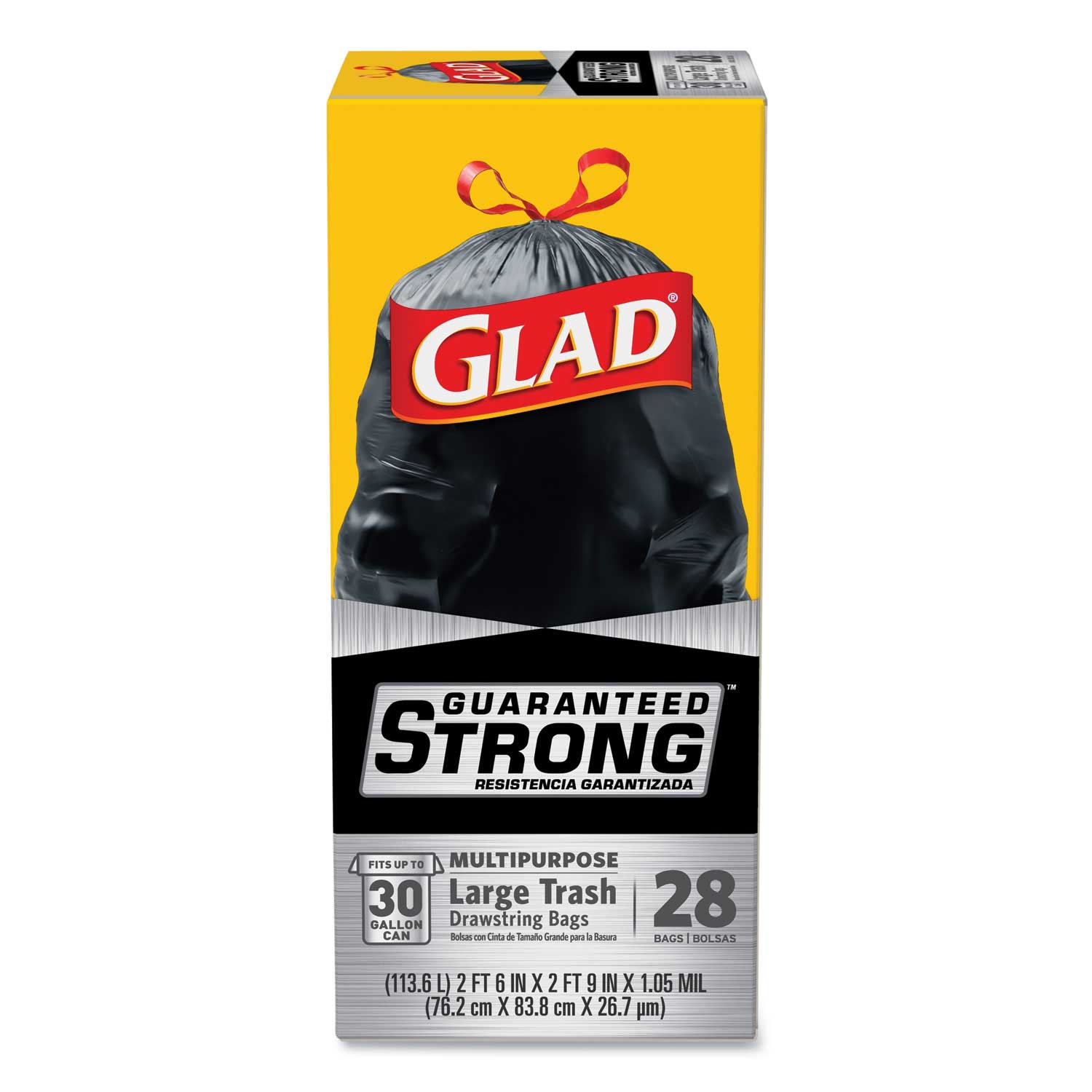 【クーポン対象外】 Mil 1.05 Drawstring Black Glad Large inch 33 x 30 Bag, Trash 小物