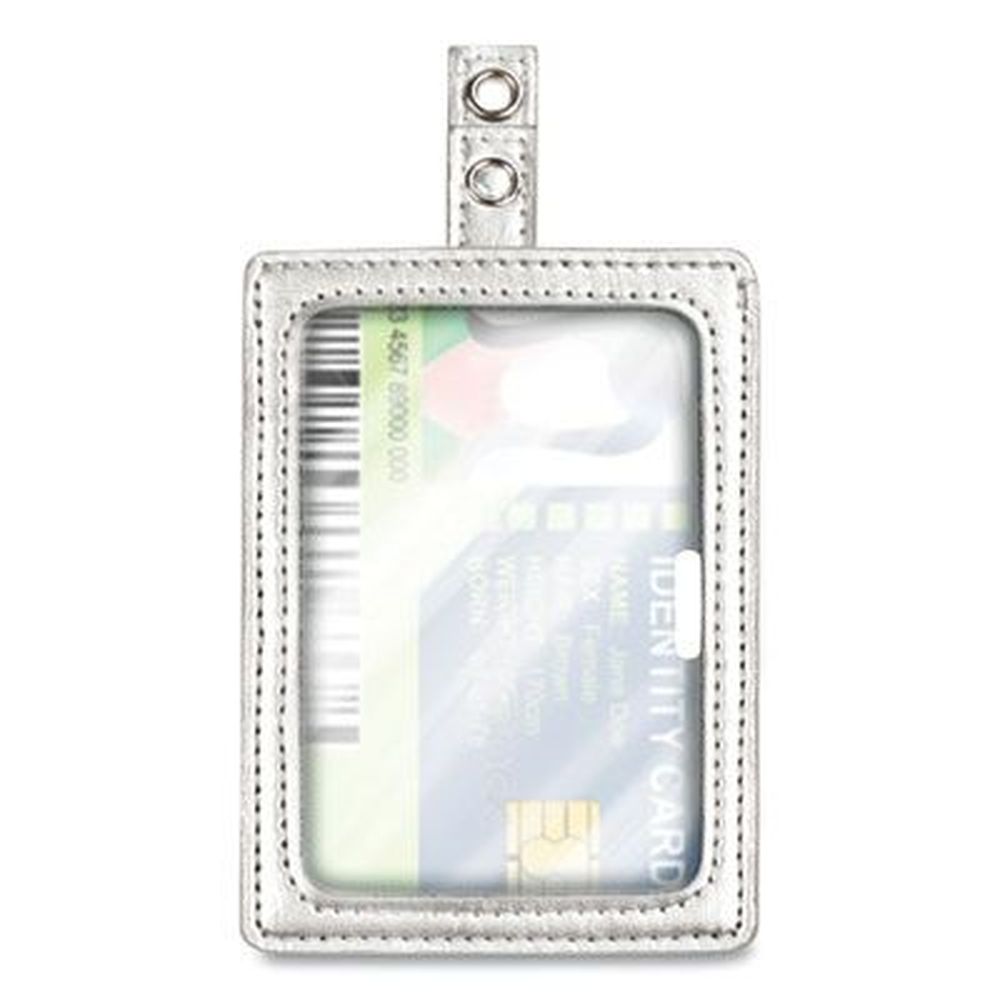 Cosco Silver Vertical/horizontal Myid Leather Id Badge Holder, 2.5 X 4 Inch