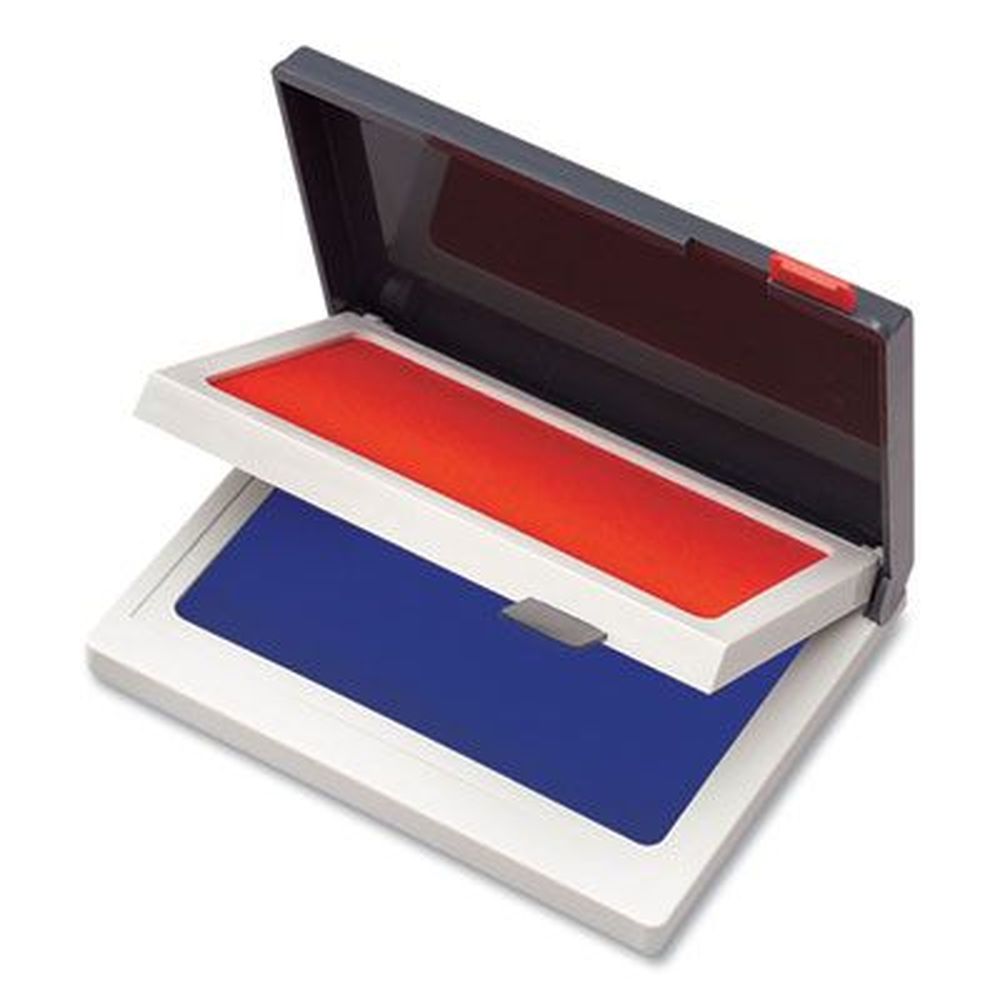 Cosco Blue/red Two-color Felt Stamp Pad, 4.25 X 3.75 Inch