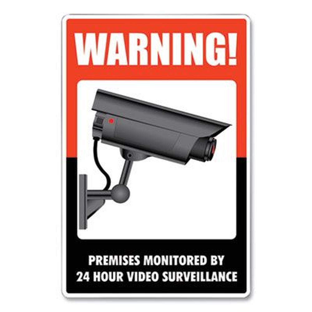 Cosco Black/red/white 24-hour Video Surveillance Uv-coated Preprinted Molded-plastic Sign, 8 X 12 Inch