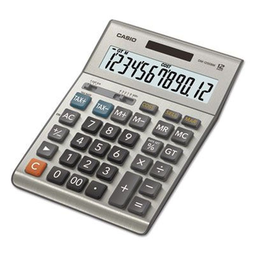 Casio Silver 12 Digit Lcd Dm1200bm Desktop Calculator
