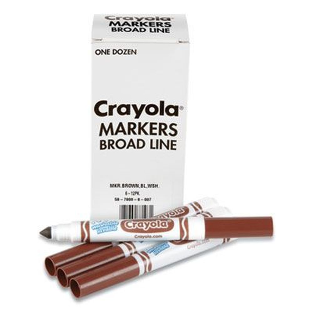 Crayola Brown Broad Bullet Tip Broad Line Washable Marker -- 12 Per Box