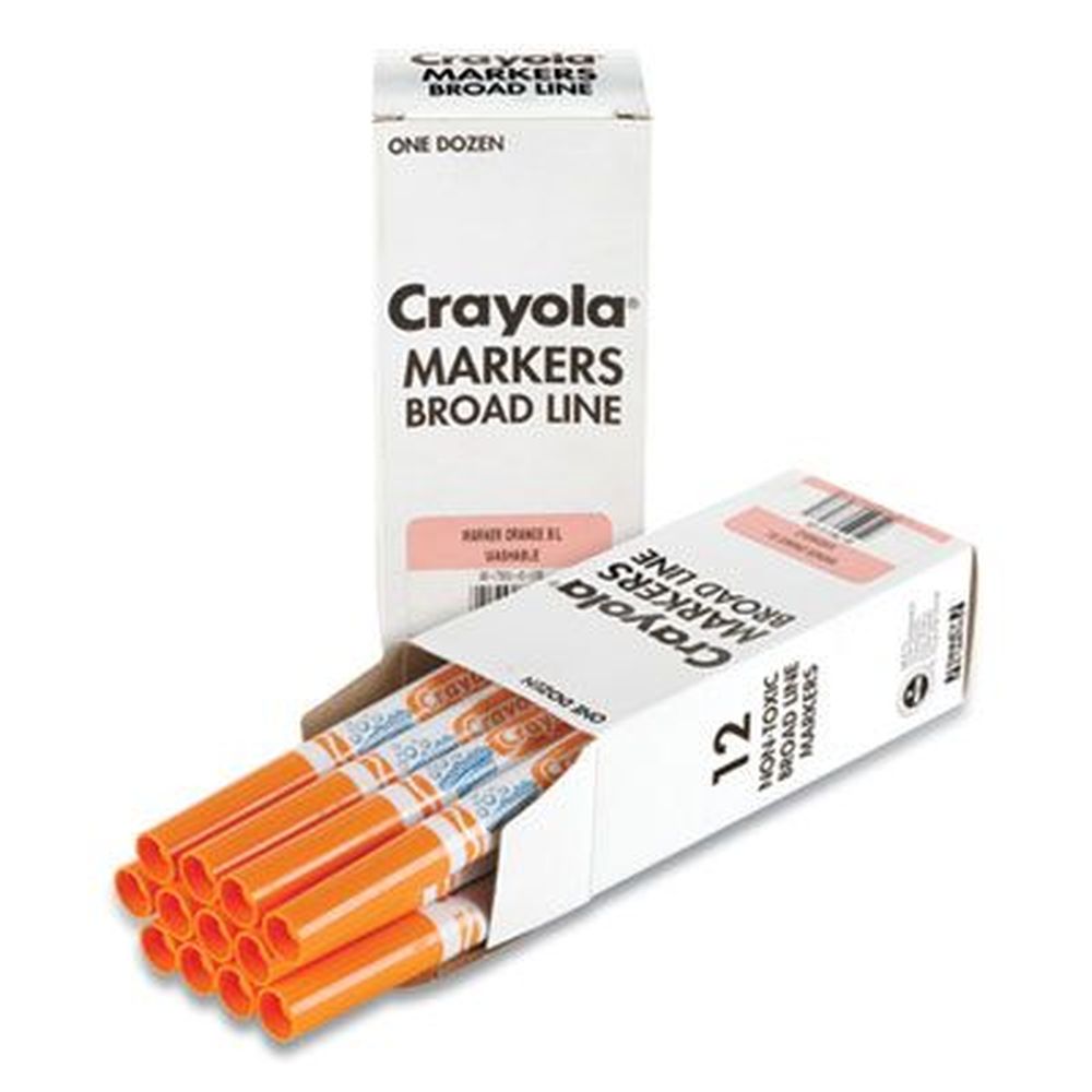 Broad Line Washable Markers, Broad Bullet Tip, Orange, 12/Box Broad Line Washable Markers, Broad Bullet Tip, Orange, 12/Box
