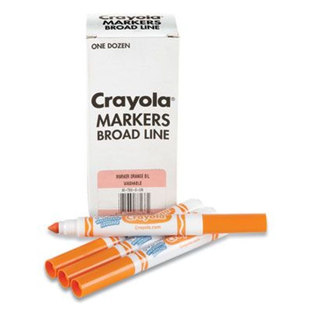 Broad Line Washable Markers, Broad Bullet Tip, Orange, 12/Box Broad Line Washable Markers, Broad Bullet Tip, Orange, 12/Box