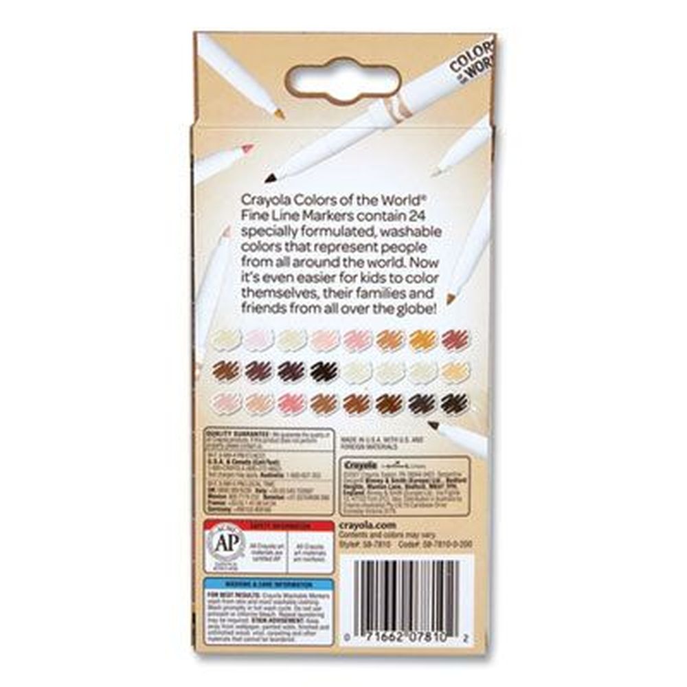 Colors of the World Washable Markers, Fine Bullet Tip, Assorted Colors, 24/Pack
