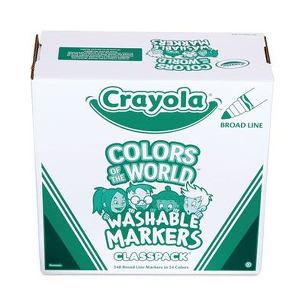 Crayola Colors Of The World Broad Bullet Tip Washable Marker Classpack - Assorted Colors -- 240 Per Pack
