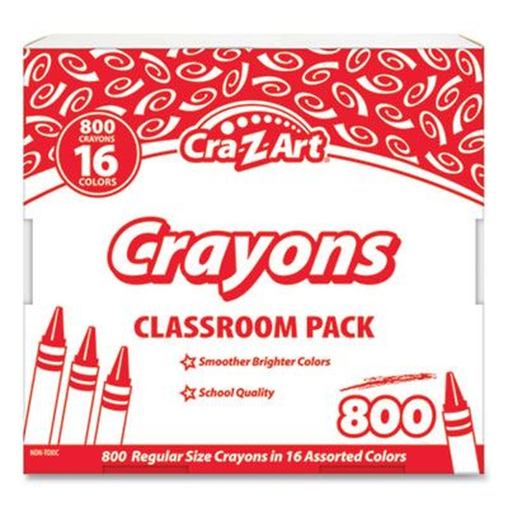 Cra-z-art 16 Assorted Colors Crayons -- 800 Per Pack