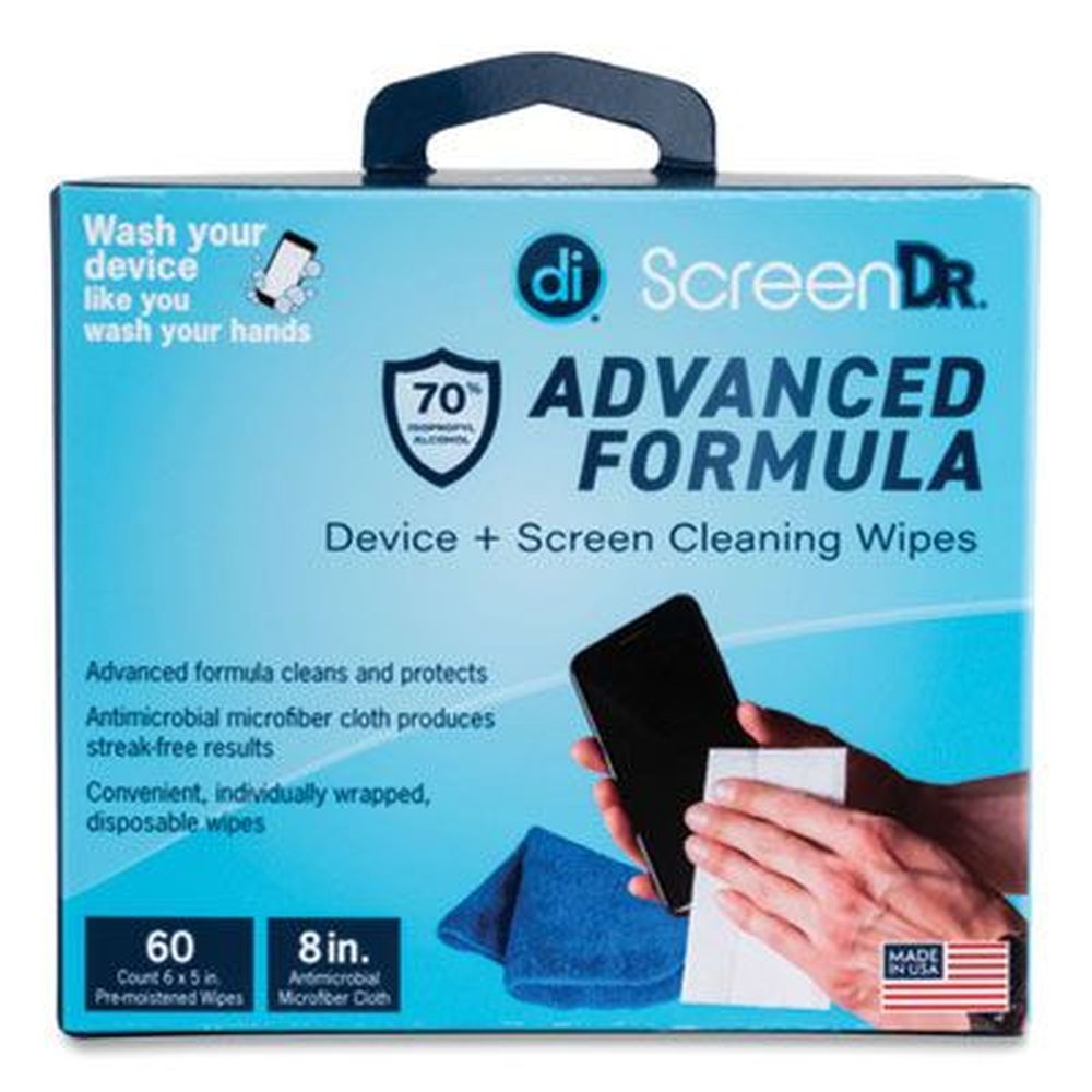 Digital Innovations Screendr Device And Screen Cleaning Wipes, 6 X 5inch -- 60 Per Pack