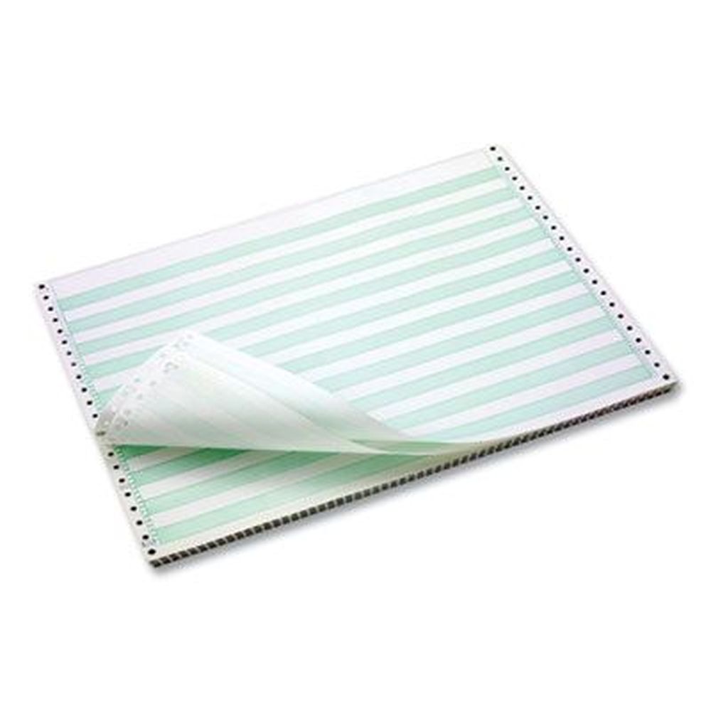 Continuous Feed Computer Paper, 1-Part, 18 lb Bond Weight, 11 x 14.88, White/Green Bar, 3,000/Carton Continuous Feed Computer Paper, 1-Part, 18 lb Bond Weight, 11 x 14.88, White/Green Bar, 3,000/Carton