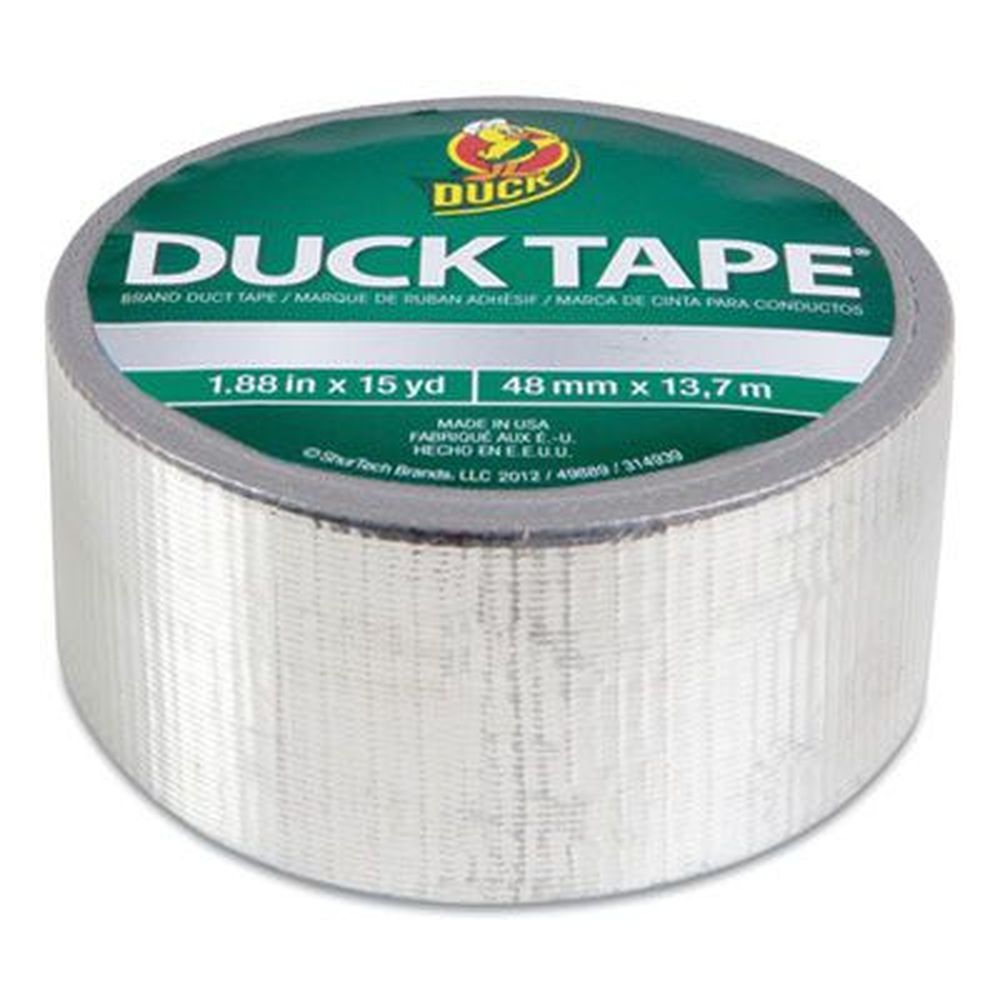 Duck 3 Inch Core Chrome Colored Duct Tape Roll, 1.88 Inch X 10 Yards