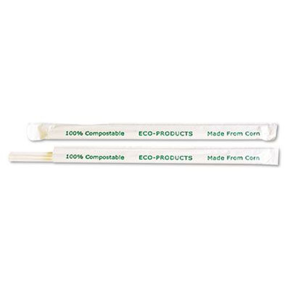 Eco-products Pla Clear Wrapped Straw, 7.75 Inch - 400 Per Pack -- 24 Packs Per Case