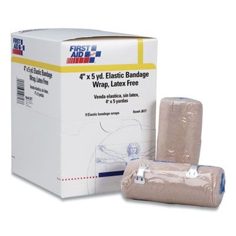 First Aid Only Reusable Elastic Bandage Wrap, 4 Inch X 15 Feet -- 9 Per Box