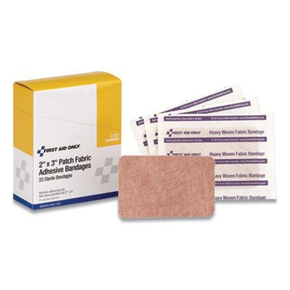 First Aid Only Heavy Woven Adhesive Bandages Strip, 2 X 3 Inch -- 25 Per Box