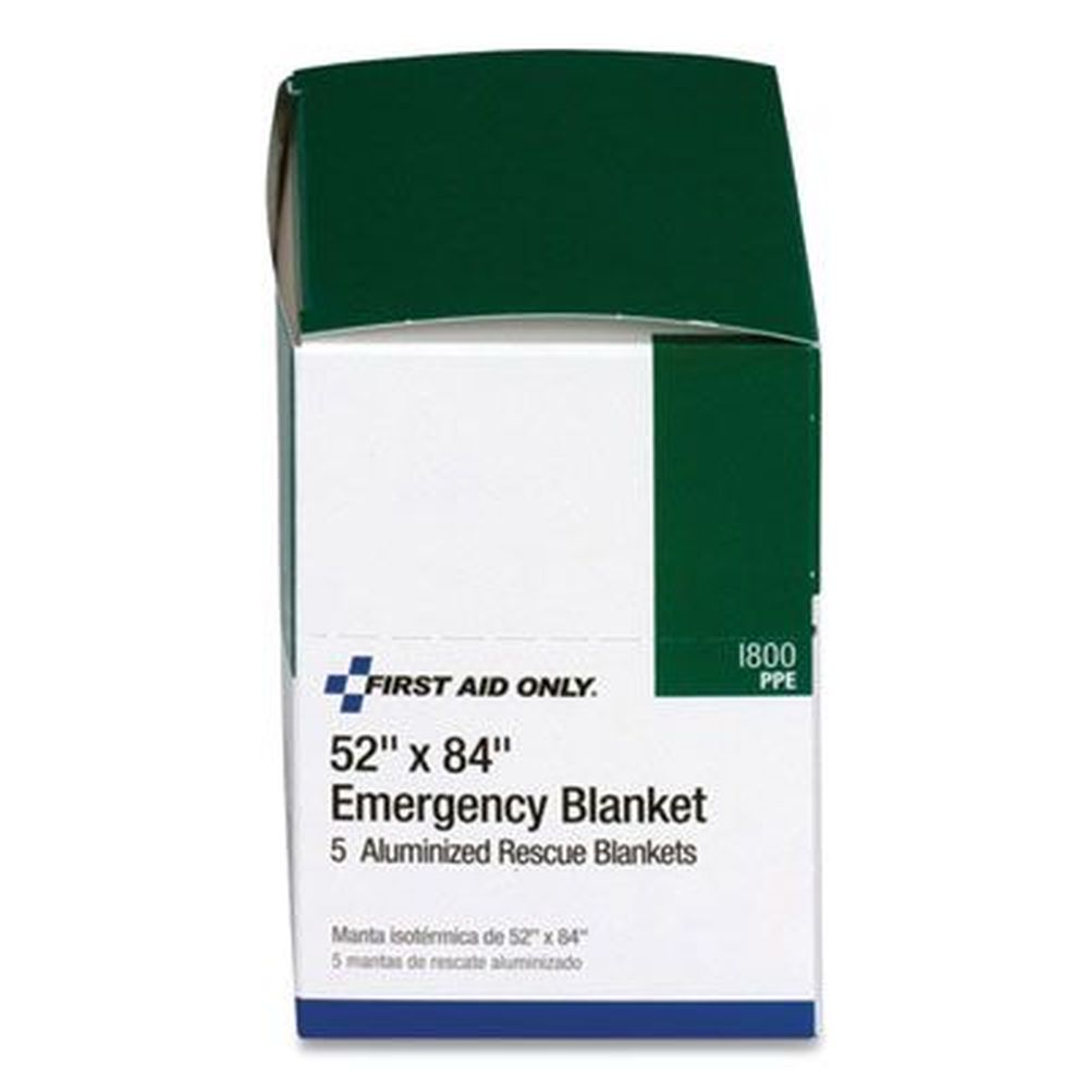 First Aid Only Aluminized Emergency Blanket, 52 X 84 Inch -- 5 Per Box
