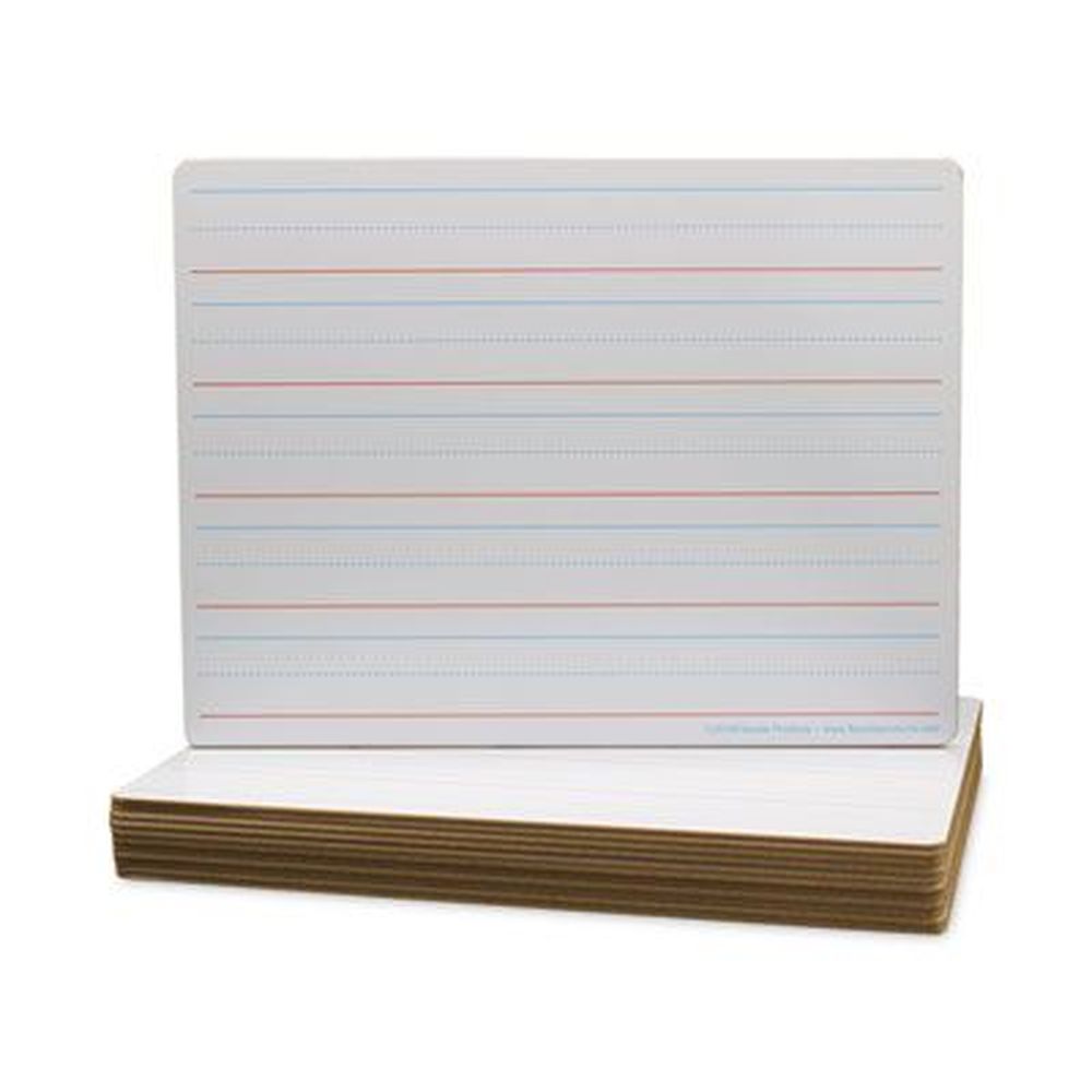 Two-Sided Red and Blue Ruled Dry Erase Board, 12 x 9, Ruled White Front/Unruled White Back, 24/Pack