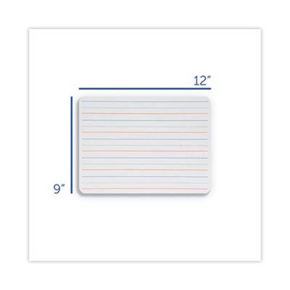 Two-Sided Red and Blue Ruled Dry Erase Board, 12 x 9, Ruled White Front/Unruled White Back, 24/Pack