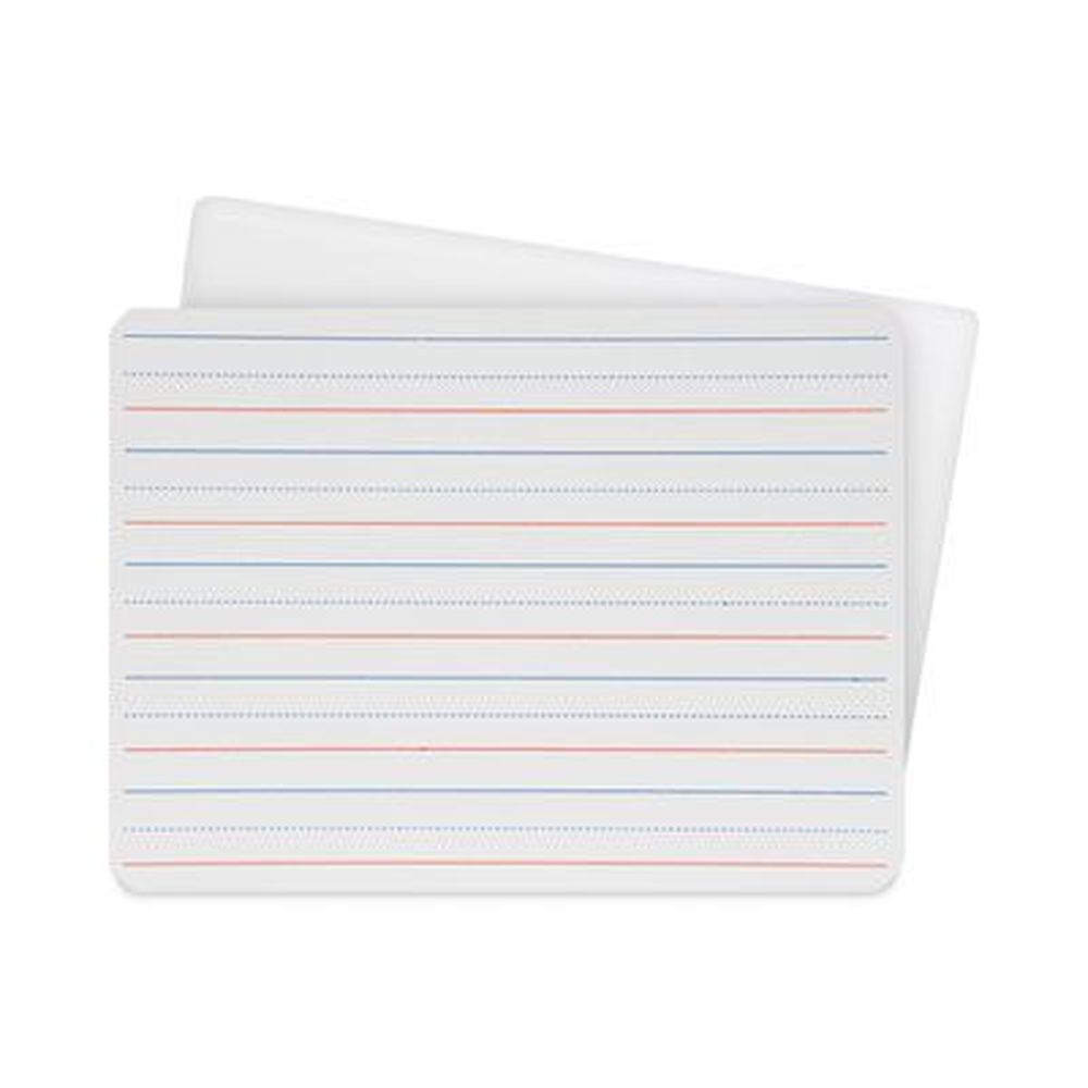 Two-Sided Red and Blue Ruled Dry Erase Board, 12 x 9, Ruled White Front/Unruled White Back, 24/Pack