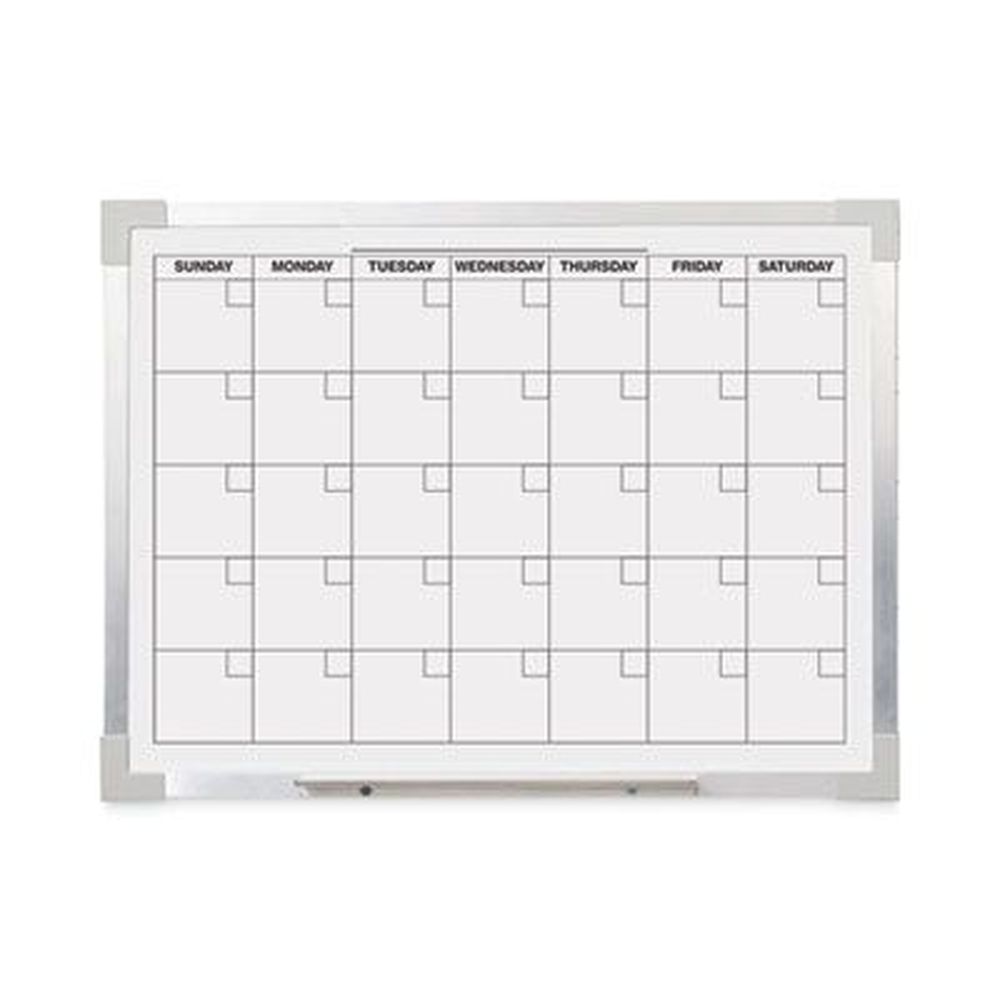 Flipside White Surface Silver Aluminum Frame Calendar Dry Erase Board, 24 X 18 Inch