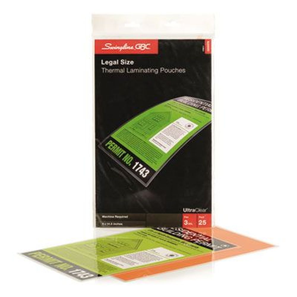 Gbc Gloss Clear 3 Mil Ultraclear Thermal Laminating Pouch, 9 X 14.5 Inch -- 25 Per Pack