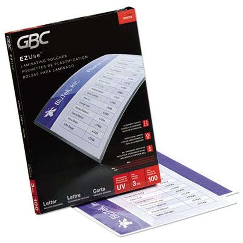 Gbc Gloss Clear Ezuse Thermal Laminating Pouch, 9 X 11.5 Inch -- 100 Per Box