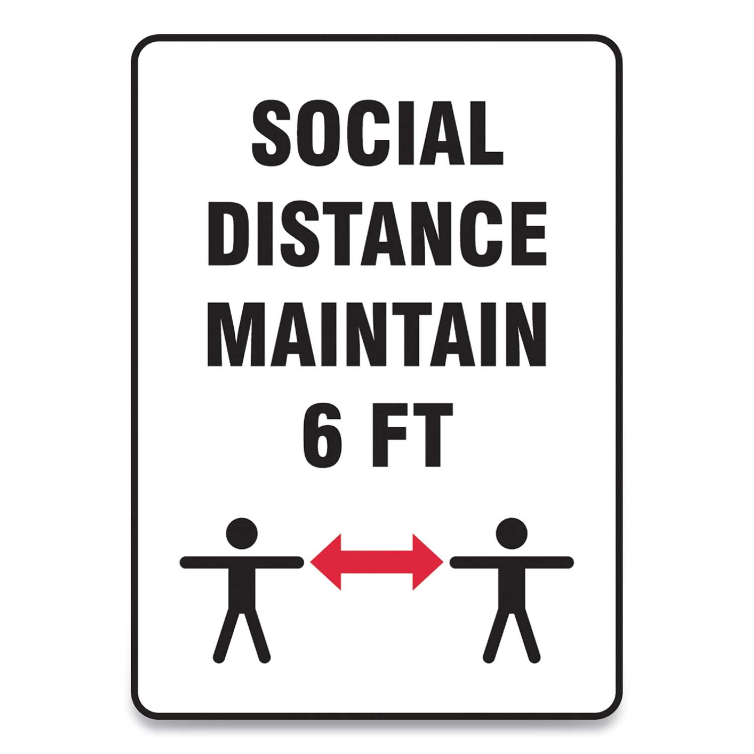 Social Distance Signs, Wall, 10 x 14, Customers and Employees Distancing Clean Environment, Humans/Arrows, Green/White, 10/PK