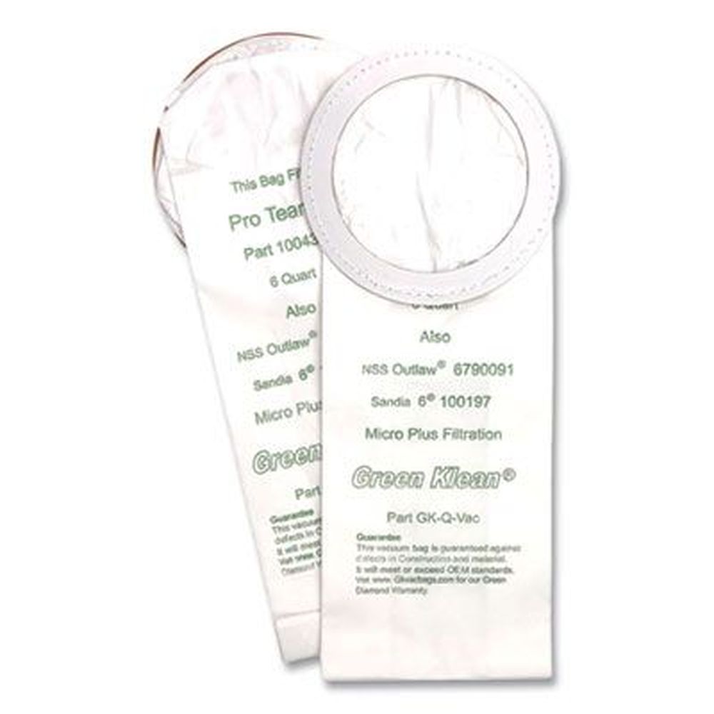 Green Klean Replacement Vacuum Bag Fits Nss Outlaw/proteam Quartervac/sandia/sanitaire -- 10 Per Pack
