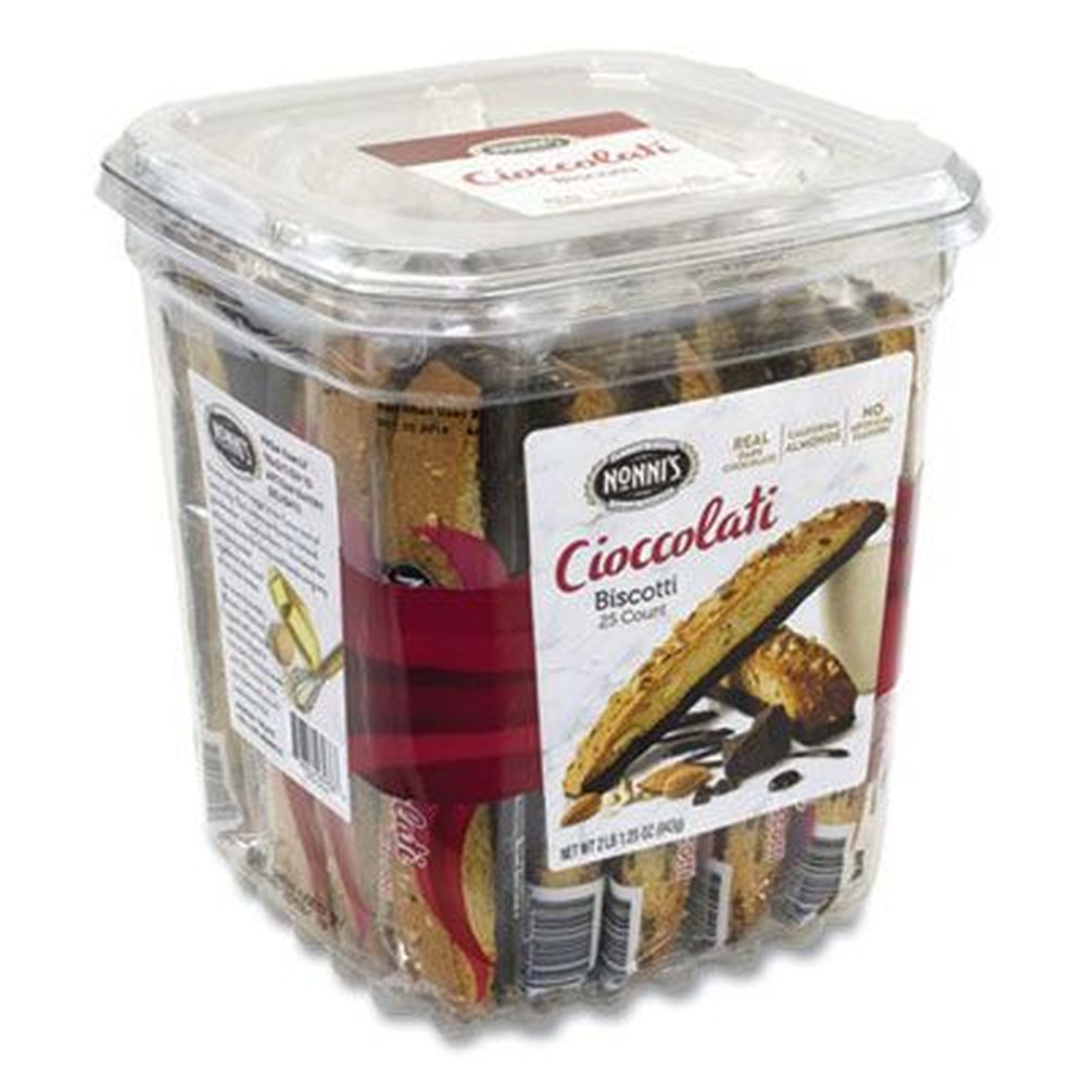 Nonnis Individually Wrapped Dark Chocolate Almond Biscotti, 0.85 Ounce -- 25 Per Pack
