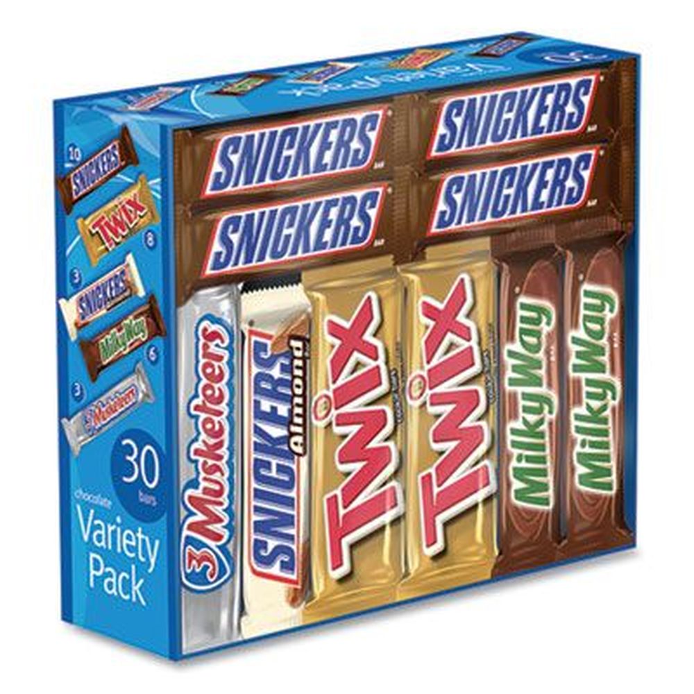 Mars Assorted Full Size Candy Bars - Variety Pack -- 30 Per Box