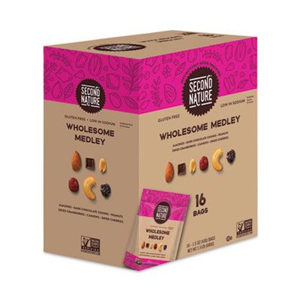 Second Nature Wholesome Medley Trail Mix, 1.5 Ounce Bag -- 16 Bags Per Box