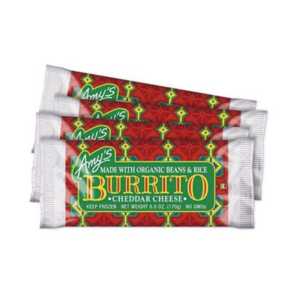 Amys Bean and Rice Cheddar Cheese Burrito, 6 Ounce Pouch -- 4 per pack
