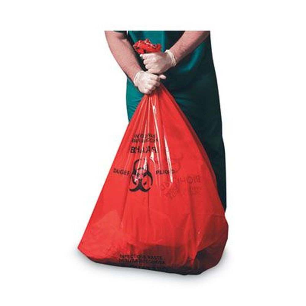 Heritage Red 0.55 Mil Healthcare Pre-printed High-density Can Liner, 30-33 Gallon Capacity -- 250 Per Case
