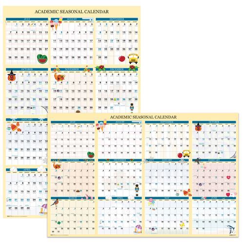 House Of Doolittle Recycled 2024 To 2025 Academic Seasonal Laminated Wall Calendar, 24 X 37 Inch