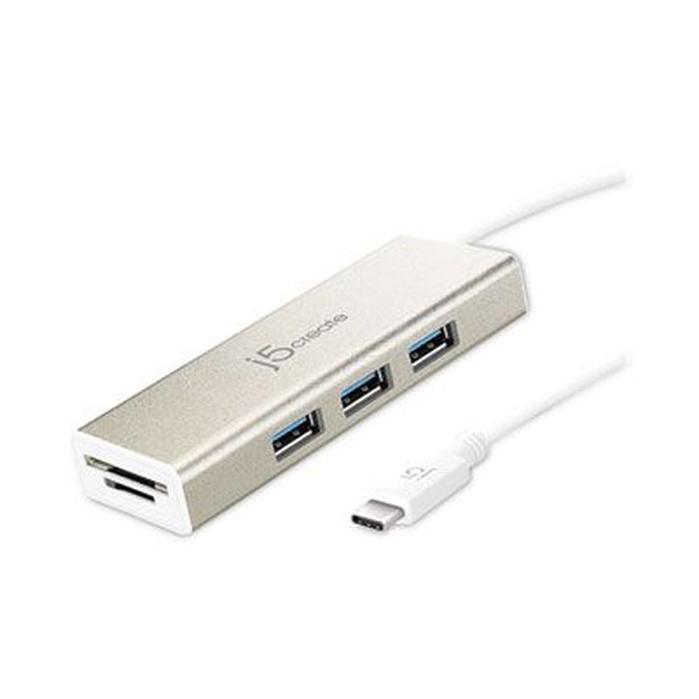 J5create Silver Usb-c Hub With Sd/micro Sd Card Reader With 3 Ports
