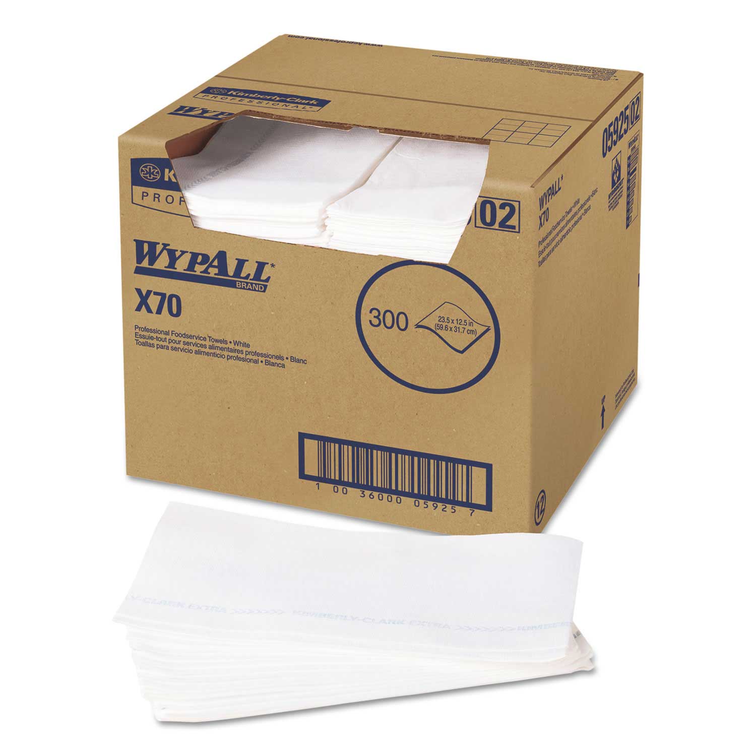WypAll X70 Hydroknit White Kimfresh Antimicrobial Wiper, 12 1/2 X 23 1/