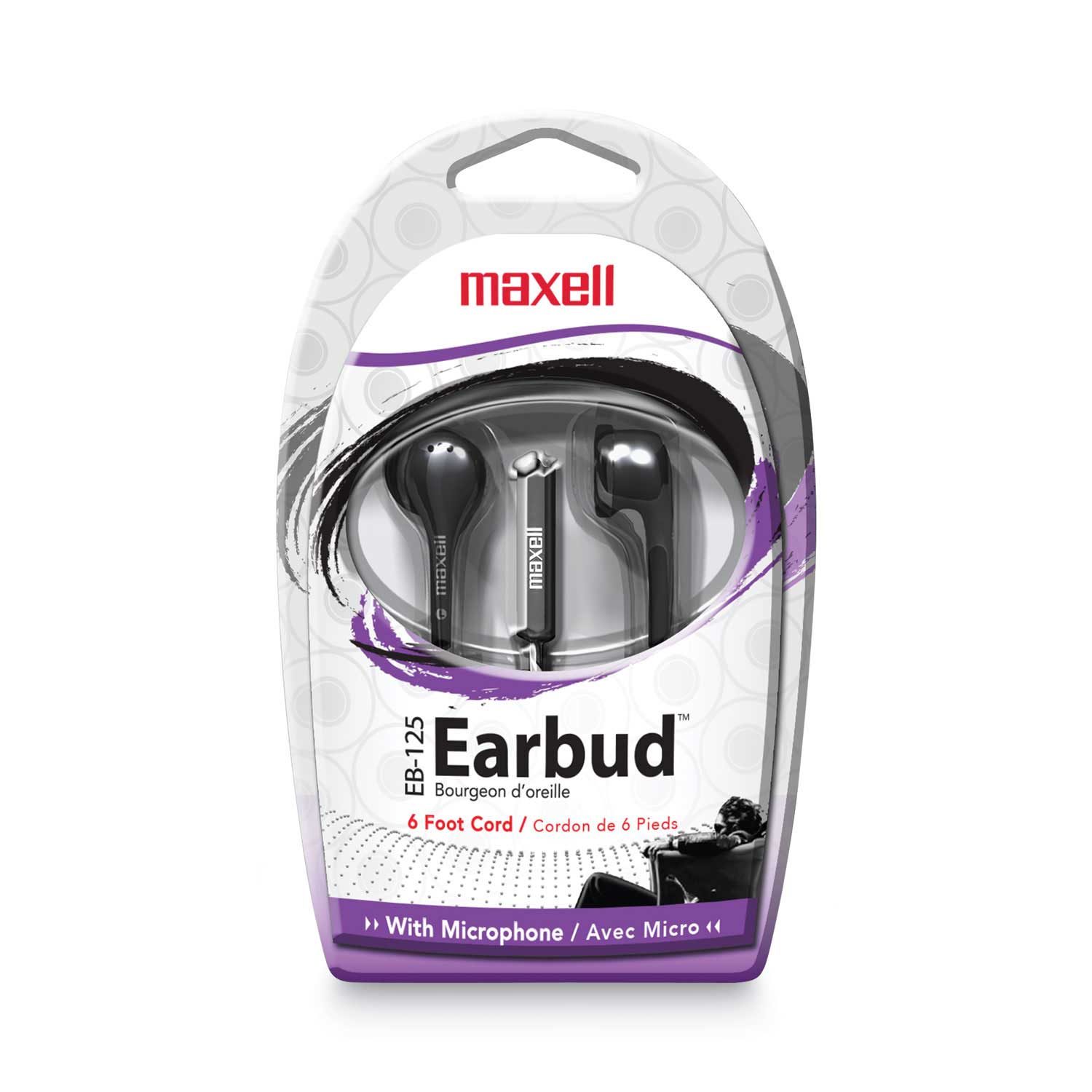 EB125 Earbud with MIC, 6 ft Cord, Black EB125 Earbud with MIC, 6 ft Cord, Black