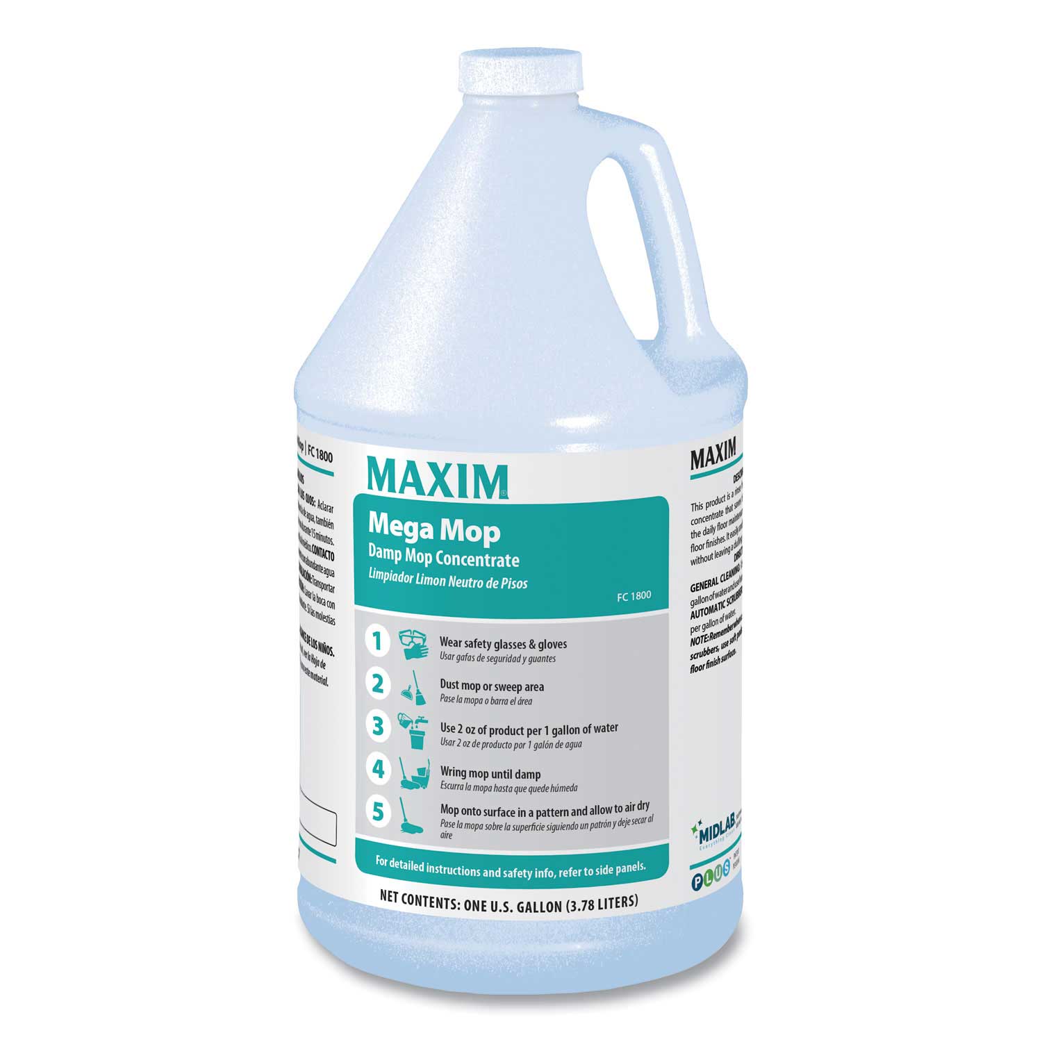 Mega Mop Damp Mop Concentrate, Lemon Scent, 1 gal Bottle, 4/Carton Mega Mop Damp Mop Concentrate, Lemon Scent, 1 gal Bottle, 4/Carton