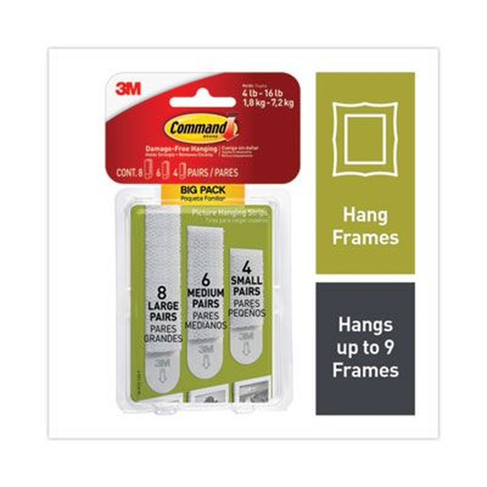 Command White Removable Picture Hanging Strips -- 18 Pairs Per Pack