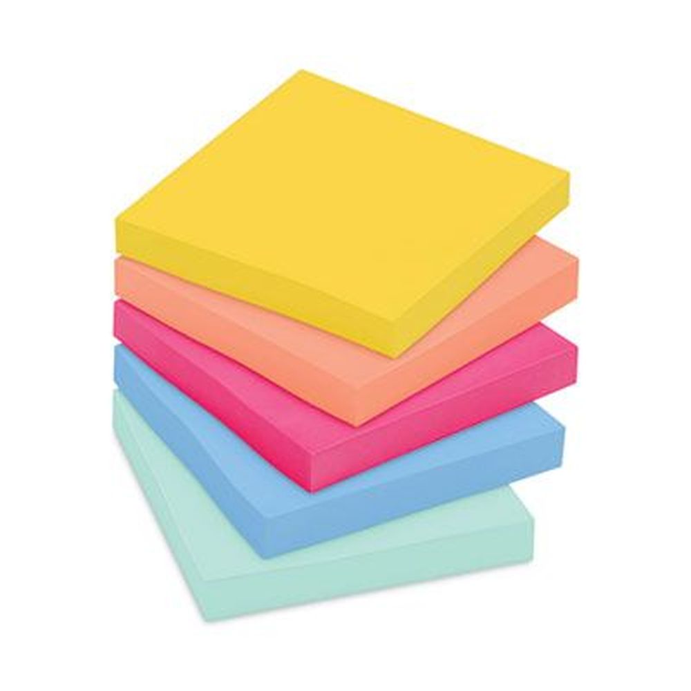 Post-it Summer Joy Collection Colors Note Pad, 90 Sheets Per Pad -- 5 Pads Per Pack