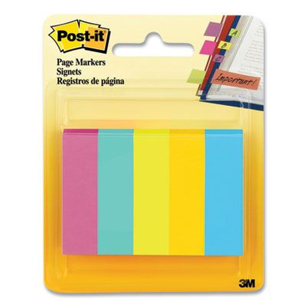 Post-it Jaipur Collection Assorted Colors Page Flag Markers, 100 Flags Per Pad -- 5 Pads Per Pack