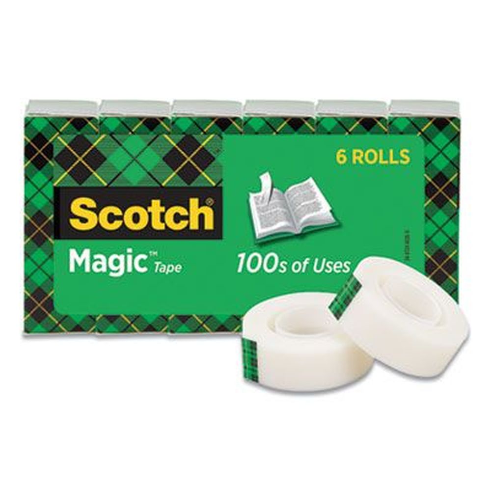 Scotch Clear 1 Inch Core Magic Tape Refill, 0.75 Inch X 22.2 Yards -- 6 Per Pack