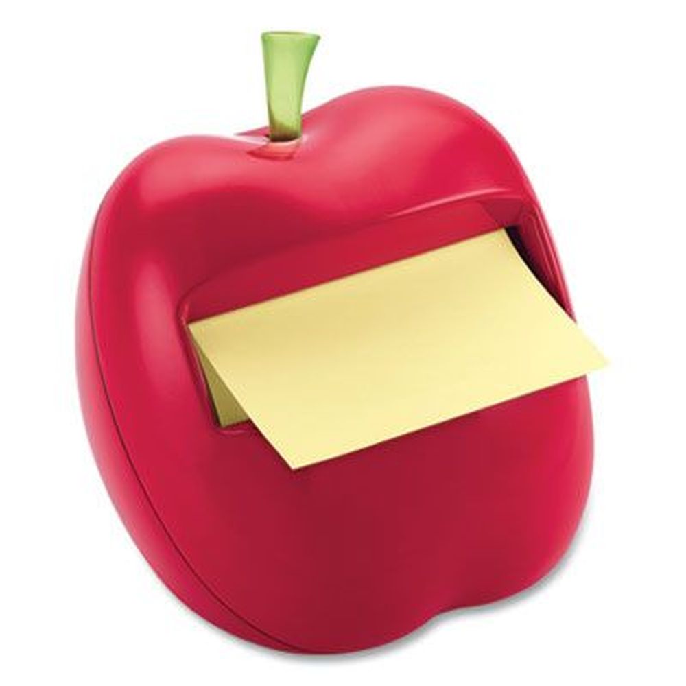 Post-it Red Apple Shaped 50 Sheet Canary Pop Up Notes Dispenser For 3 X 3 Inch Pad