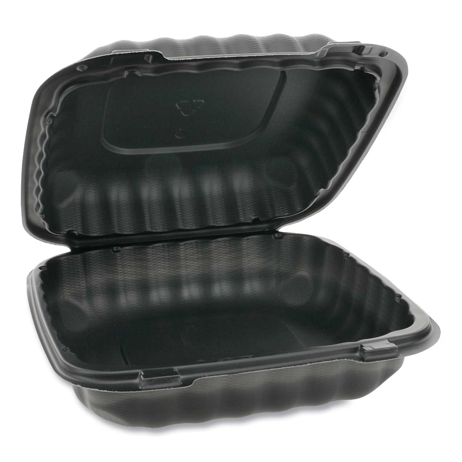 Pactiv EarthChoice SmartLock Black Microwavable Hinged Lid Container, 8