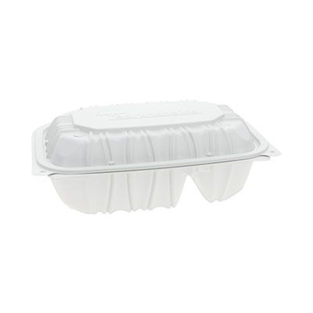 Pactiv Evergreen EarthChoice White Plastic 2 Compartment Vented